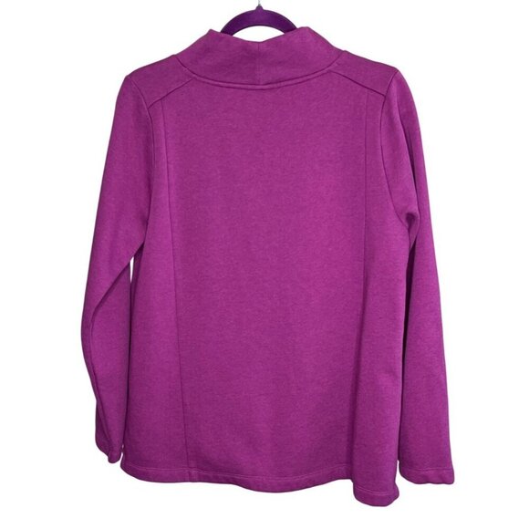 J. Jill Fuchsia Pink Seamed Mock Neck Pullover Organic Cotton Blend Medium - Picture 5 of 9